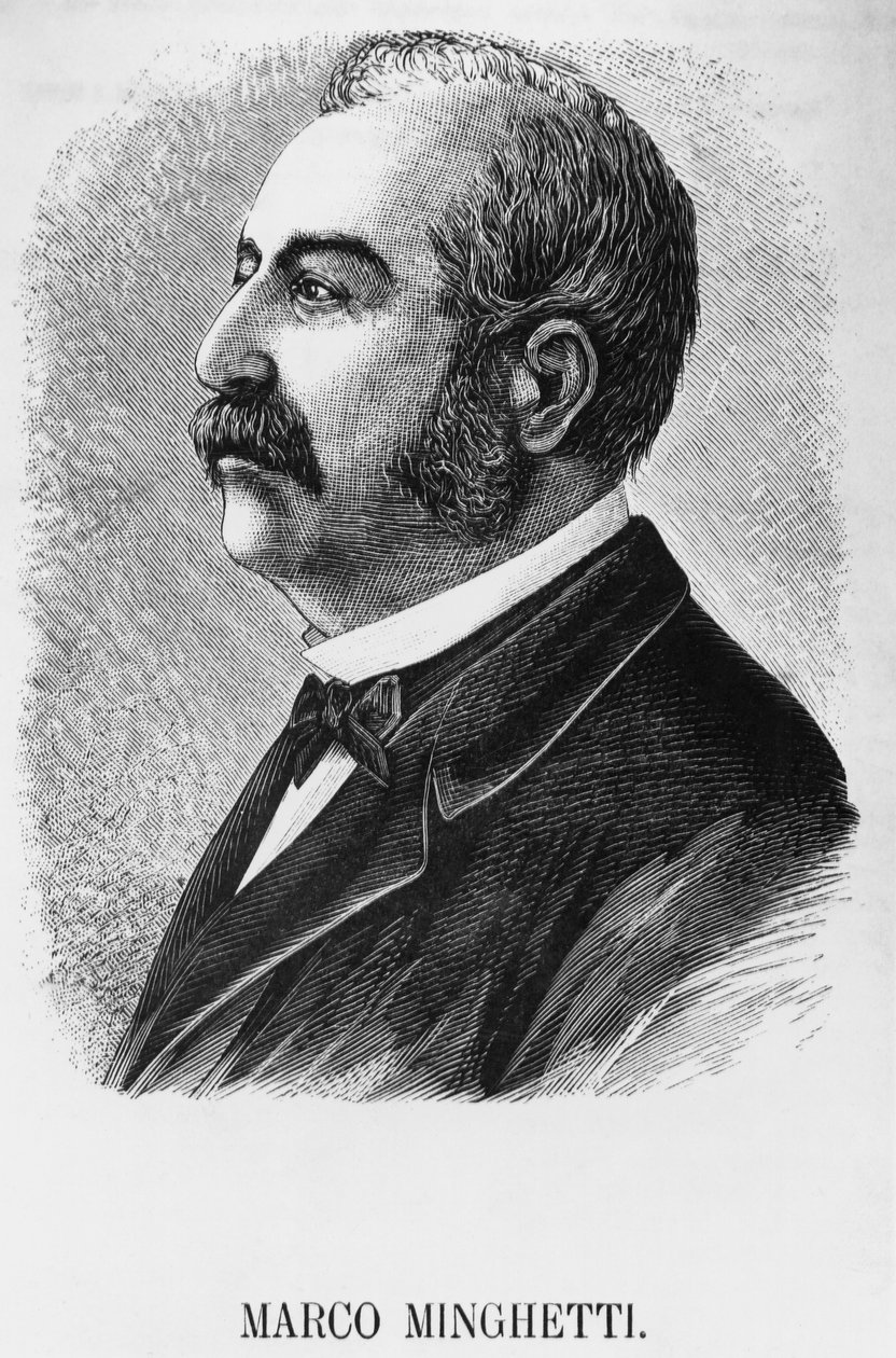 मार्को मिंगेटी (1818-1886) का पोर्ट्रेट, इतालवी अर्थशास्त्री और राजनेता जो 1863 से 1864 तक इटली के राज्य के प्रधान मंत्री थे, और 1873 से 1876 तक, उत्कीर्णन द्वारा अज्ञात अज्ञात