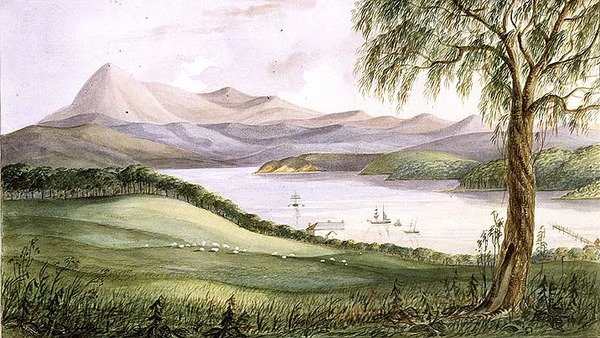 टूफोल्ड बे, न्यू साउथ वेल्स, c.1860 (वाटरकलर) द्वारा लेफ्टिनेंट जॉर्ज ऑस्टिन वुड्स