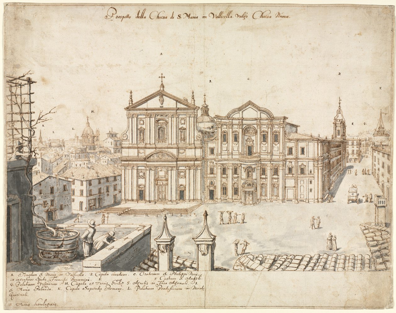 रोम के अठारह दृश्य: वल्लिकेला में सांता मारिया की चर्च, 1665। द्वारा लिविन क्रुइल