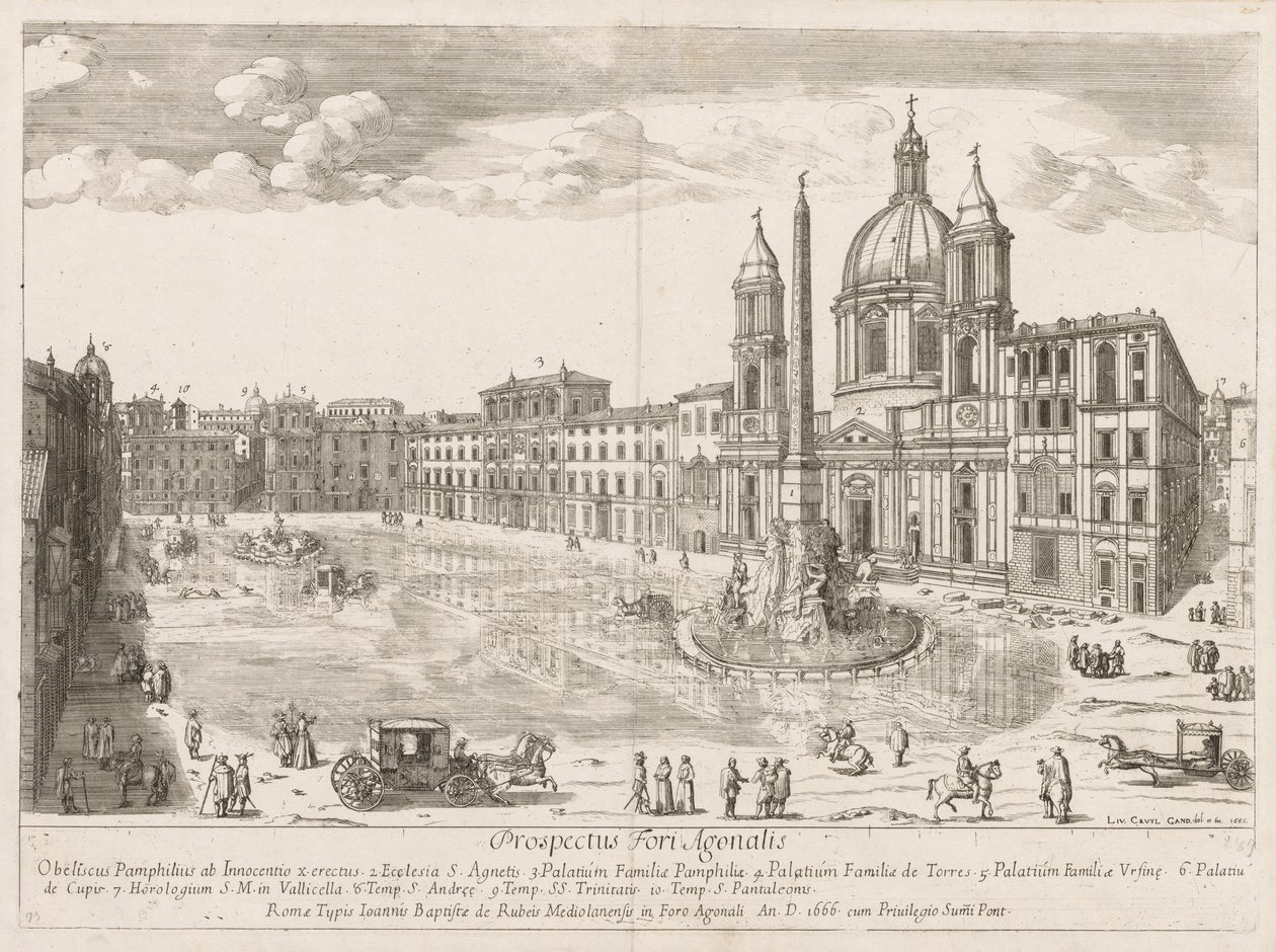 संभावनाओं से Piazza Navona LOCURI रोम Insignes [बारी] 1666। द्वारा लिविन क्रुइल