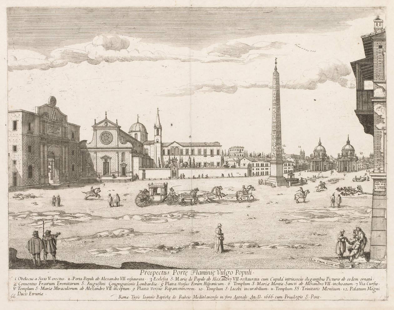 संभावनाओं से Piazza del Popolo LOCURI रोम Insignes [बारी] 1666। द्वारा लिविन क्रुइल