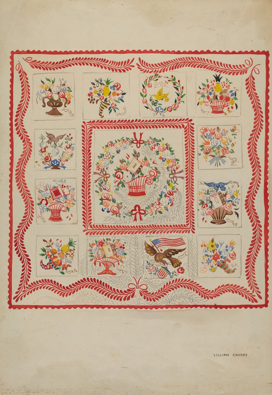 रजाई, सी। 1936. द्वारा लिलियन कॉज़ी