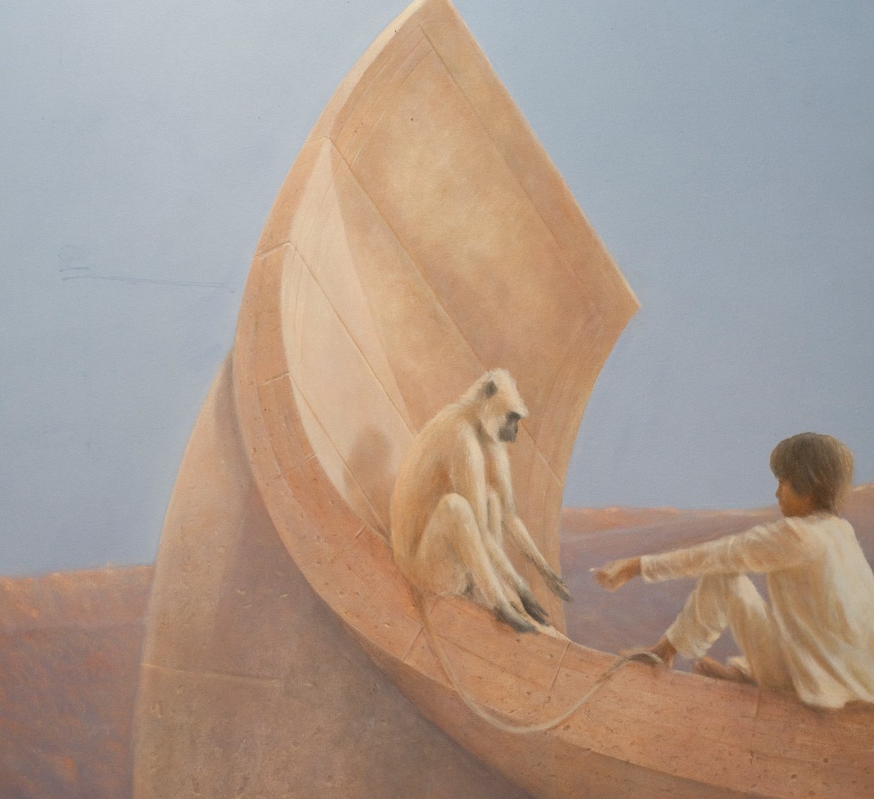 लड़का और बंदर, 2010 (कैनवास पर एक्रिलिक) द्वारा लिंकन सेलिगमैन