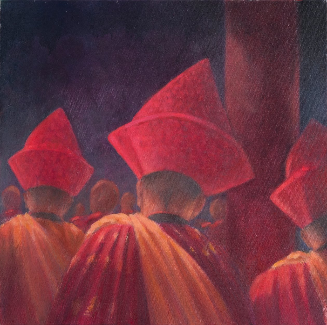 बौद्ध भिक्षु, भूटान, 2012 (कैनवास पर एक्रिलिक) द्वारा लिंकन सेलिगमैन