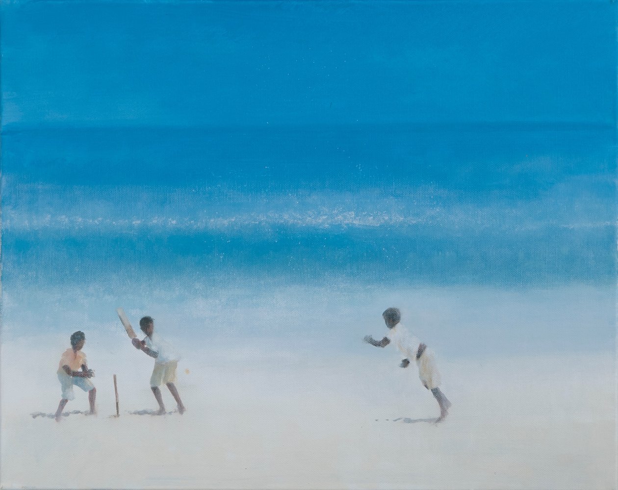 समुद्र तट पर क्रिकेट, 2012 (कैनवास पर एक्रिलिक) द्वारा लिंकन सेलिगमैन