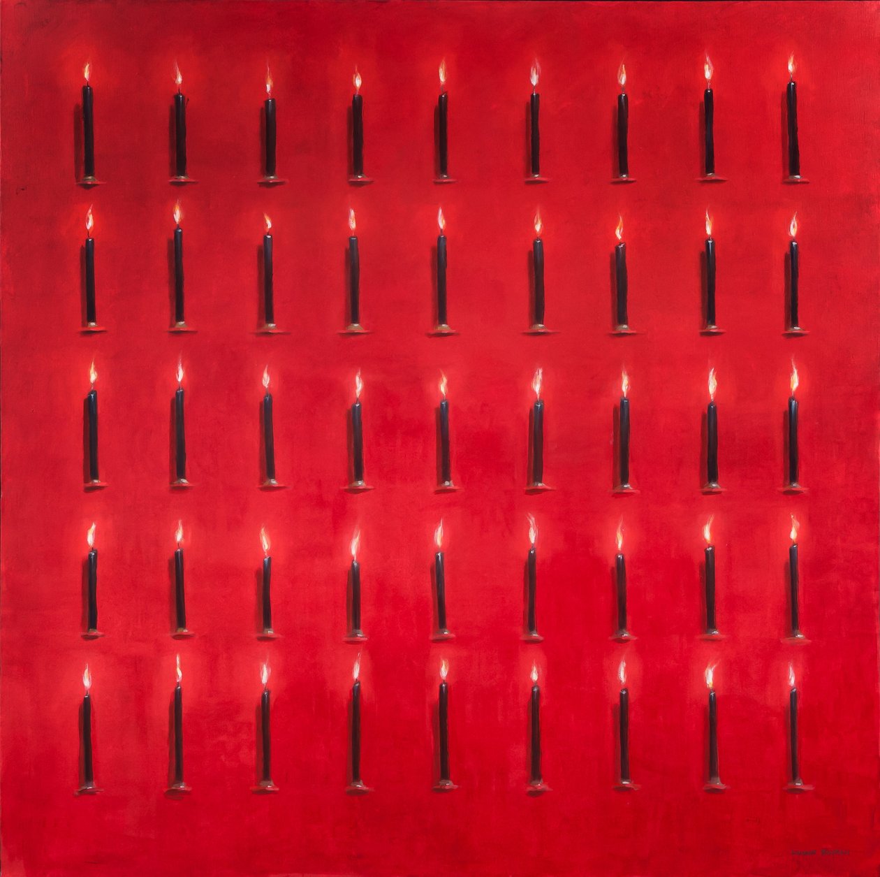 चालीस मोमबत्तियाँ, श्रीलंका, 2012 (कैनवास पर एक्रिलिक) द्वारा लिंकन सेलिगमैन