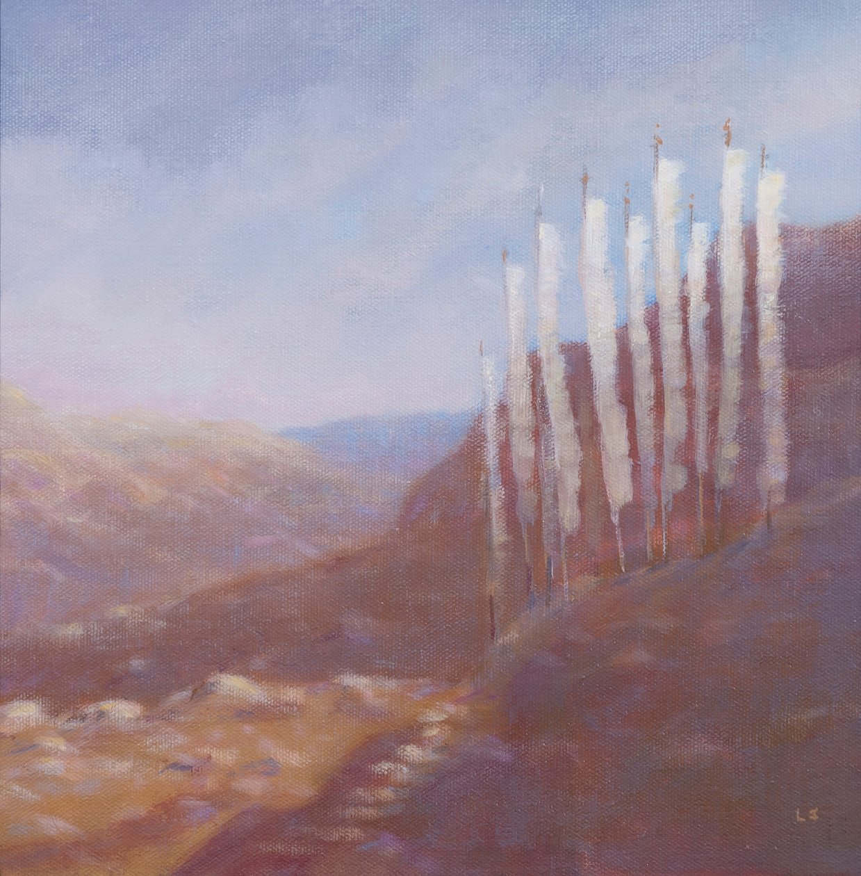 प्रार्थना झंडे, भूटान, 2012 (कैनवास पर एक्रिलिक) द्वारा लिंकन सेलिगमैन
