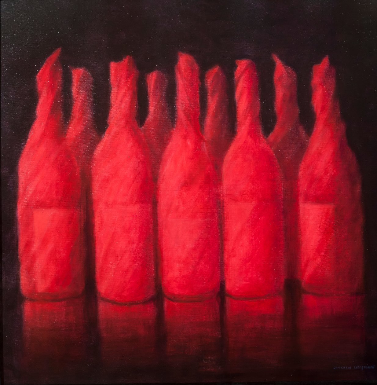 लाल लिपटे शराब, 2012 (कैनवास पर एक्रिलिक) द्वारा लिंकन सेलिगमैन