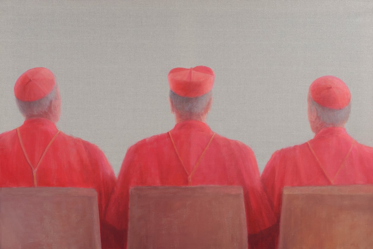 तीन कार्डिनल II, 2012 (कैनवास पर एक्रिलिक) द्वारा लिंकन सेलिगमैन