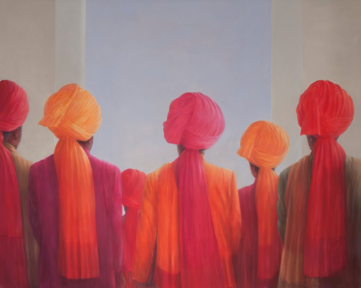 पगड़ी समूह, 2012 (कैनवास पर एक्रिलिक) द्वारा लिंकन सेलिगमैन