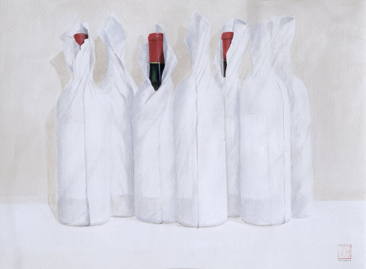 लिपटे बोतलें 3, 2003 (कागज पर एक्रिलिक) द्वारा लिंकन सेलिगमैन