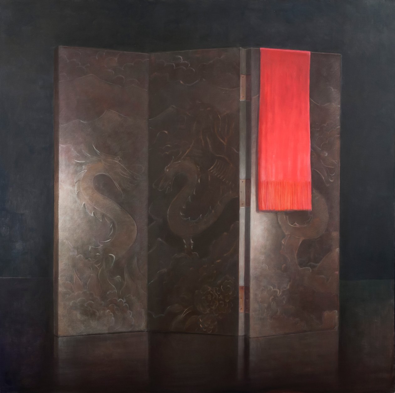 ड्रैगन स्क्रीन, 2012 (कैनवास पर एक्रिलिक) द्वारा लिंकन सेलिगमैन