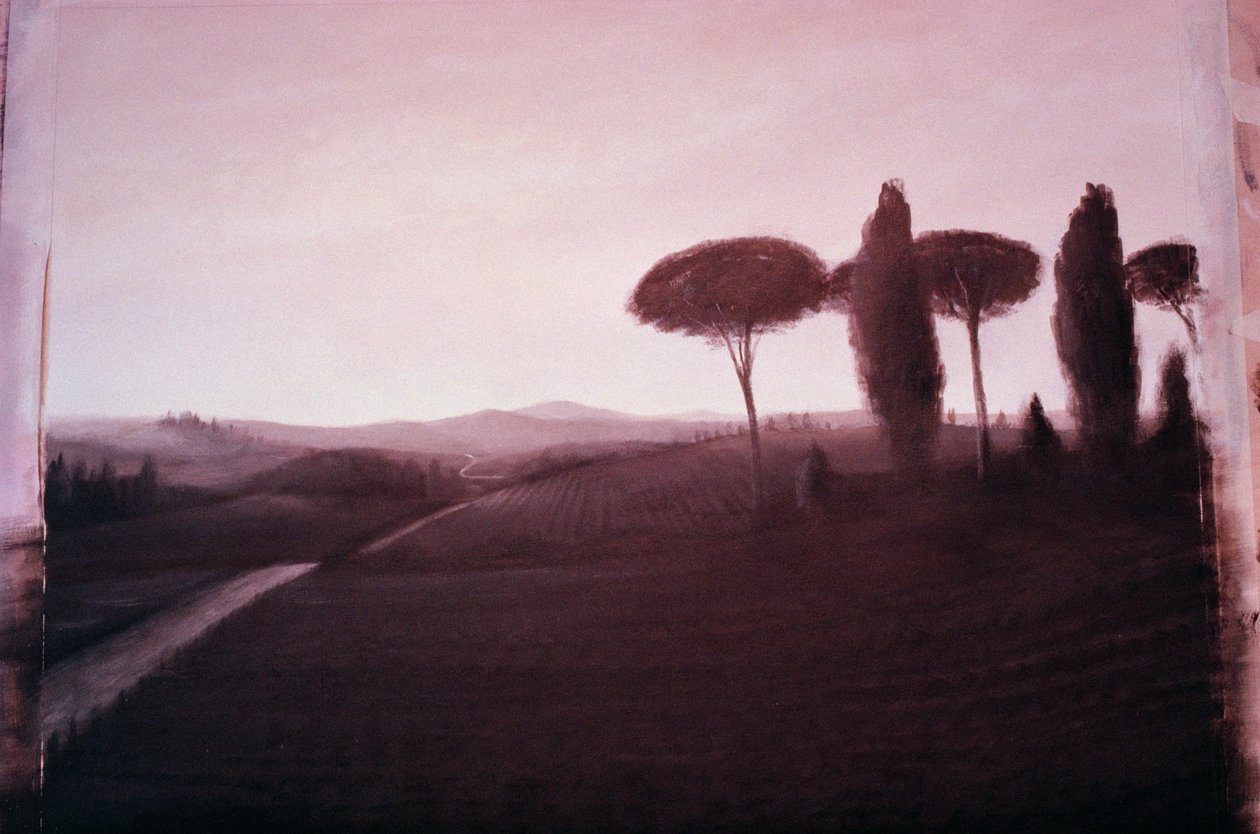 टस्कन लैंडस्केप, 1992 (कागज पर एक्रिलिक) द्वारा लिंकन सेलिगमैन