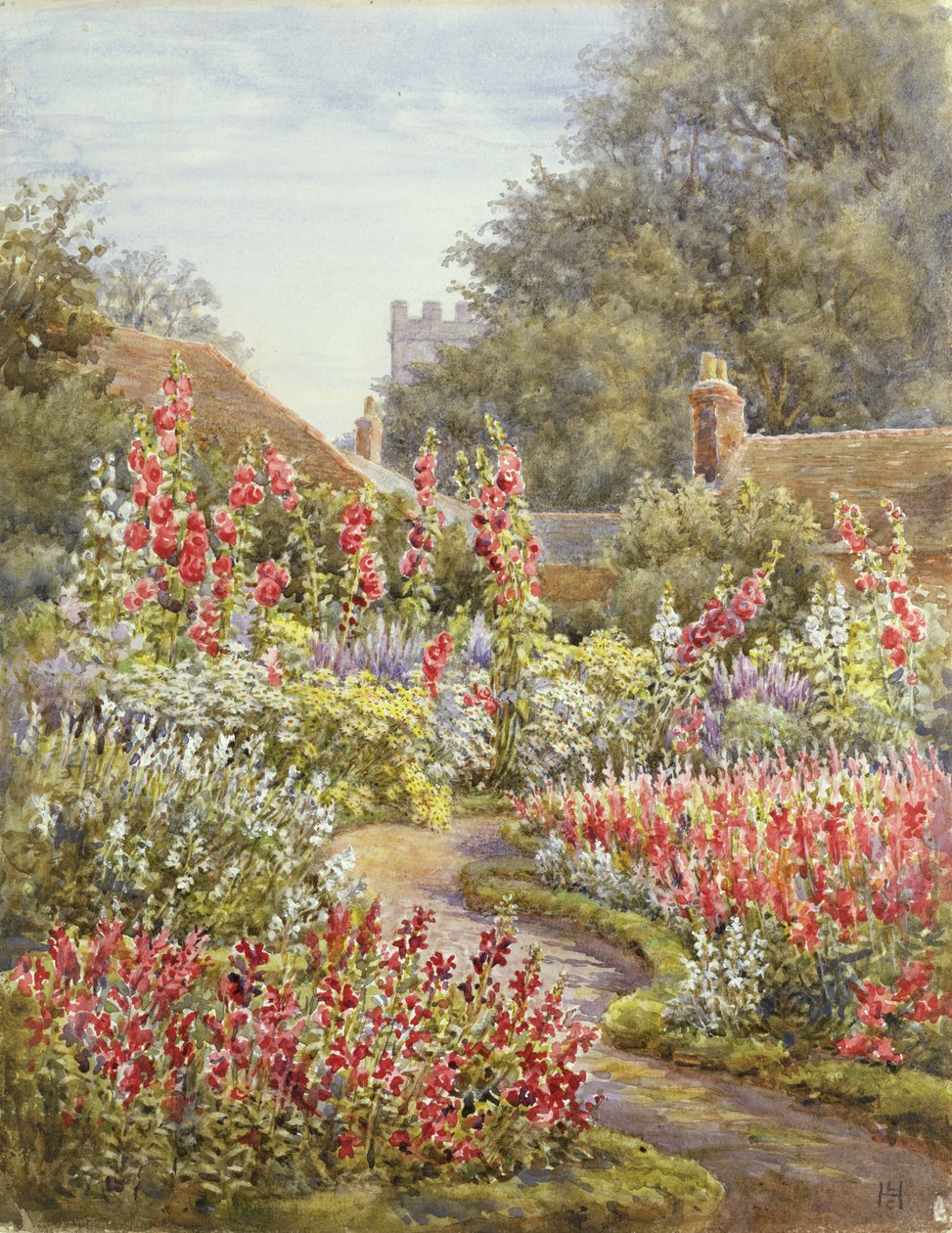 hollyhocks द्वारा लियोनेल चार्ल्स हेनले