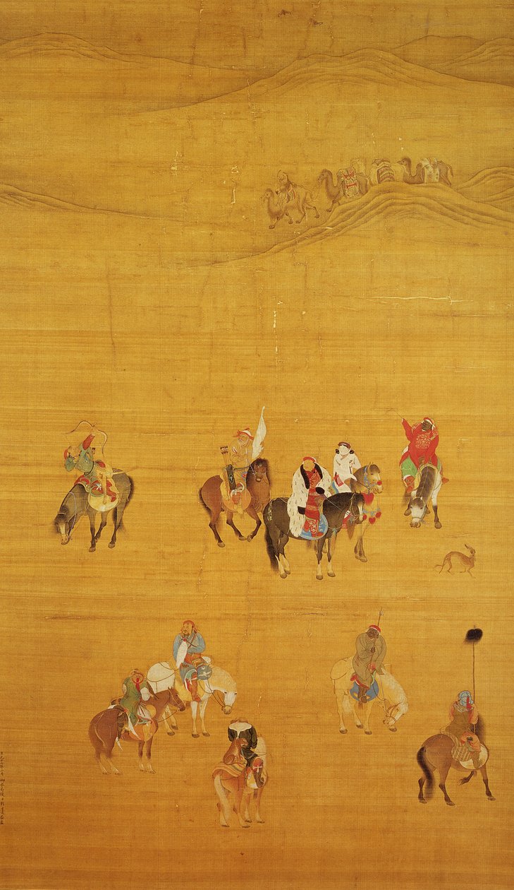 कुबलई खान (1214-94) शिकार, युआन वंश (रेशम पर स्याही का रंग) (विस्तार के लिए 110534 und 226021 देखें) द्वारा लियू कुआन ताओ