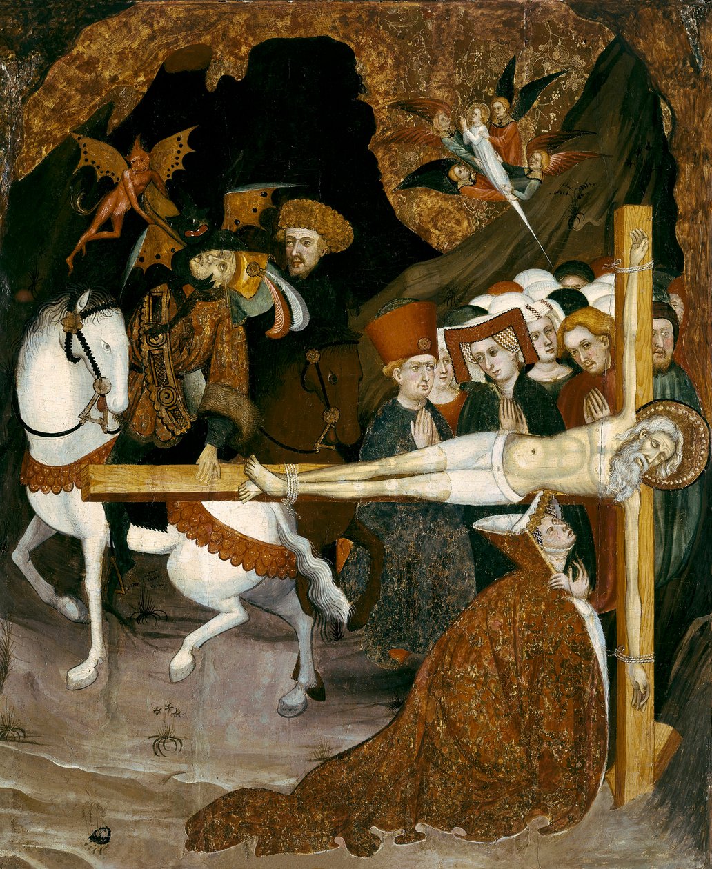 क्रूसीफिकेशन सेंट एंड्रयू द एपोस्टल। लुईस बोरासा द्वारा चित्रकारी (1360-1425) द्वारा ललुइस बोर्रासा
