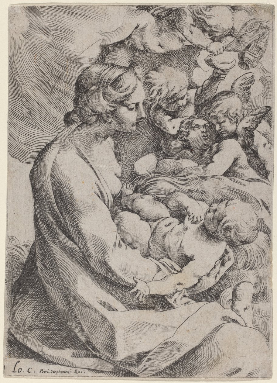 एन्जिल्स के साथ मैडोना और बच्चा द्वारा Lodovico Carracci