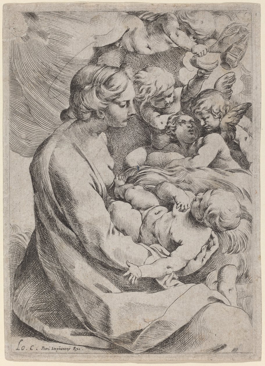 एन्जिल्स के साथ मैडोना और बच्चा द्वारा Lodovico Carracci