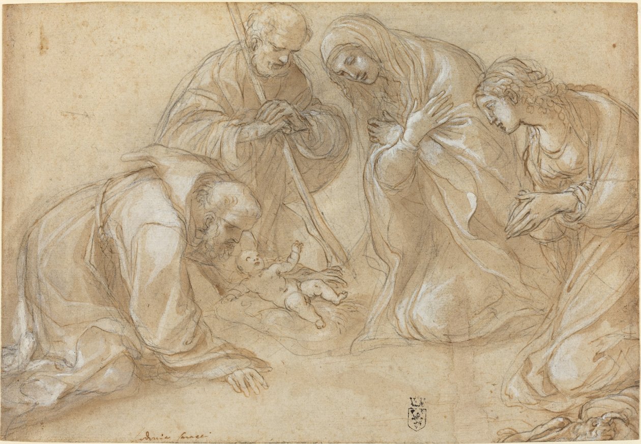 संत फ्रांसिस और एग्नेस के साथ जन्म द्वारा Lodovico Carracci
