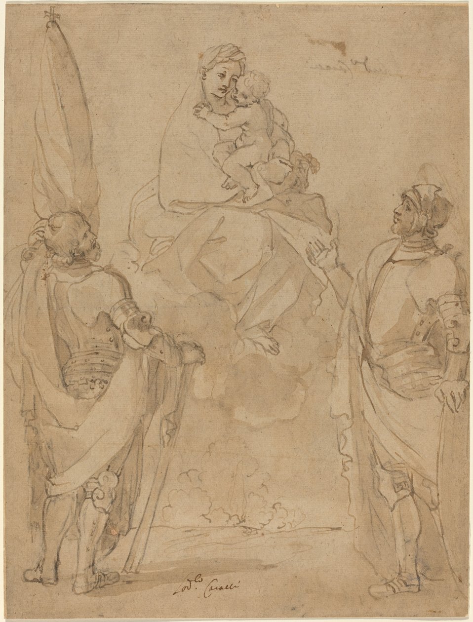 द वर्जिन एंड चाइल्ड अपीयरिंग टू सेंट जॉर्ज एंड विलियम द्वारा Lodovico Carracci