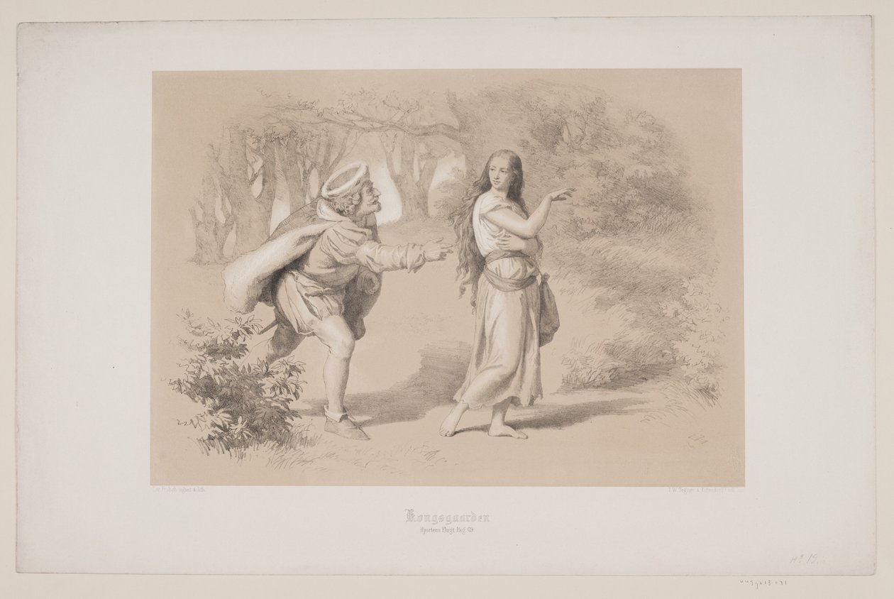 कोंग्सगार्डन, पृ. 69, क्रिश्चियन विन्थर की quot;फ्लाइट ऑफ़ द डियरquot; का चित्रण द्वारा लोरेंज फ़्रिलिच