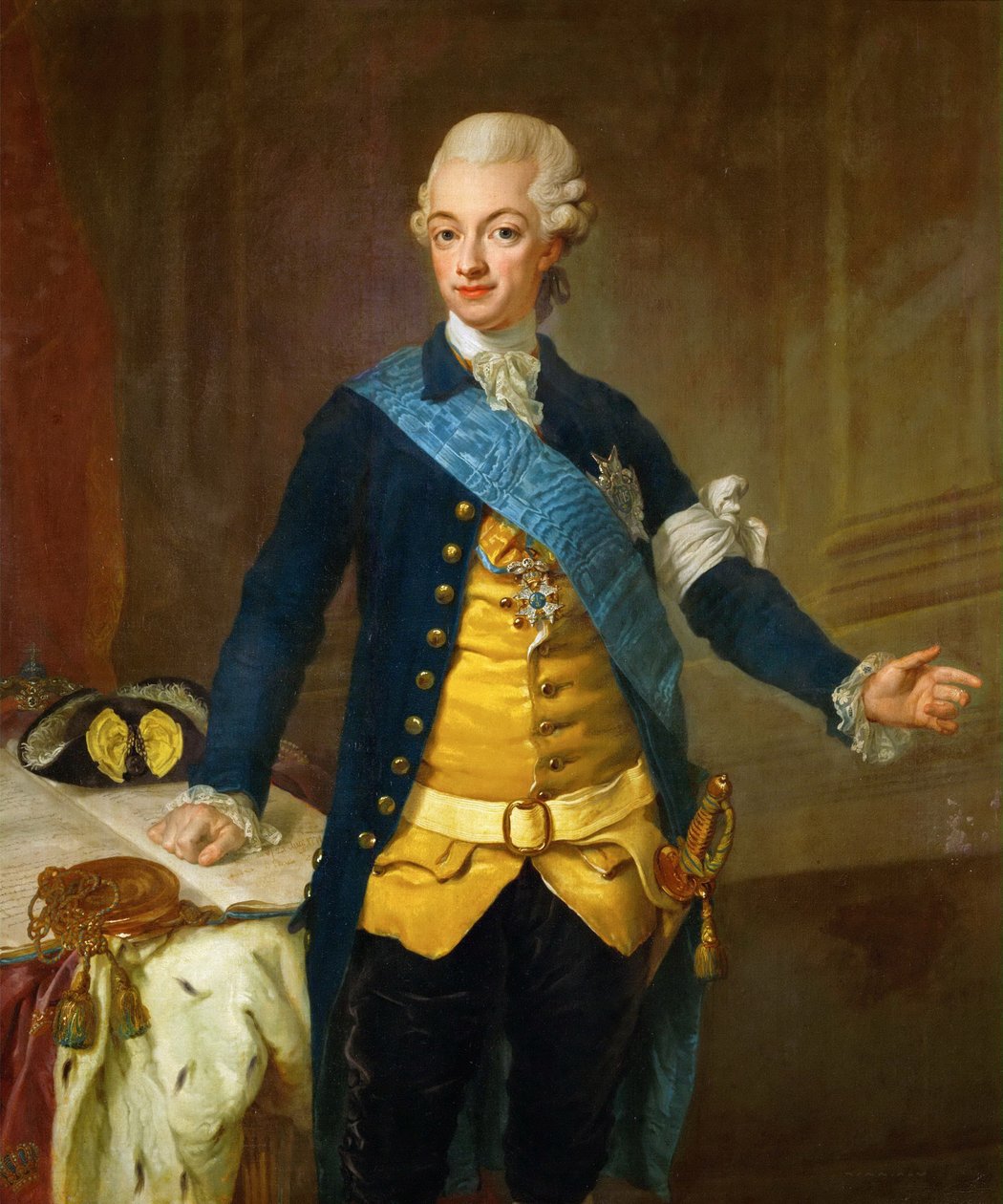स्वीडन के गुस्ताव III का पोर्ट्रेट, 1771 द्वारा लोरेंज द्वितीय पास्चो