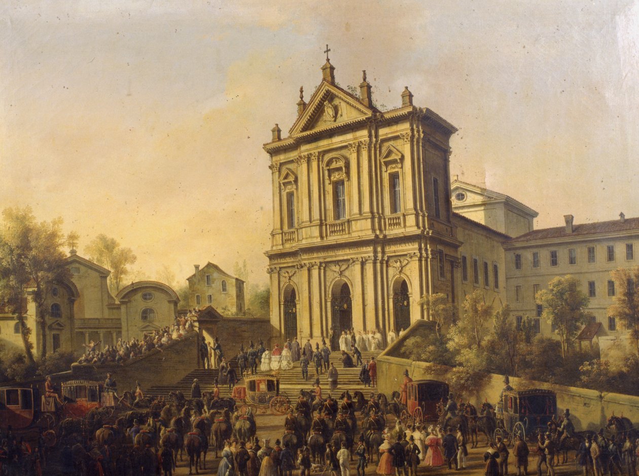 पो ग्रेगारी XVI की सैन ग्रेगोरियो अल सेलियो की चर्च में यात्रा, c.1831-47 द्वारा लोरेंजो स्कारबेल्टोनेट