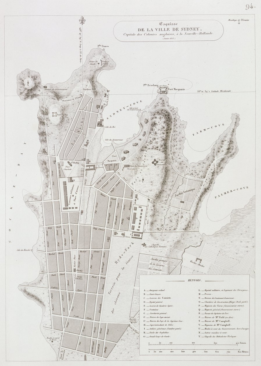 सिडनी ऑफ़ द टाउन ऑफ़ द वर्ल्ड ट्रैवल (1817-20), 1822-24 में प्रकाशित हुआ द्वारा लुइस क्लाउड देसौलिस डे फ्राइसिनसेट