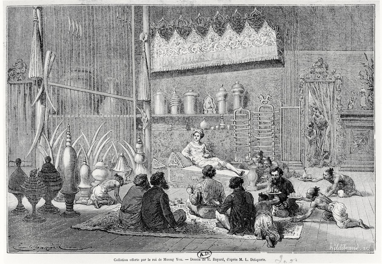 मूंग यू के राजा द्वारा 1877 में दिया गया भोजन द्वारा लुई डेलापोर्टे