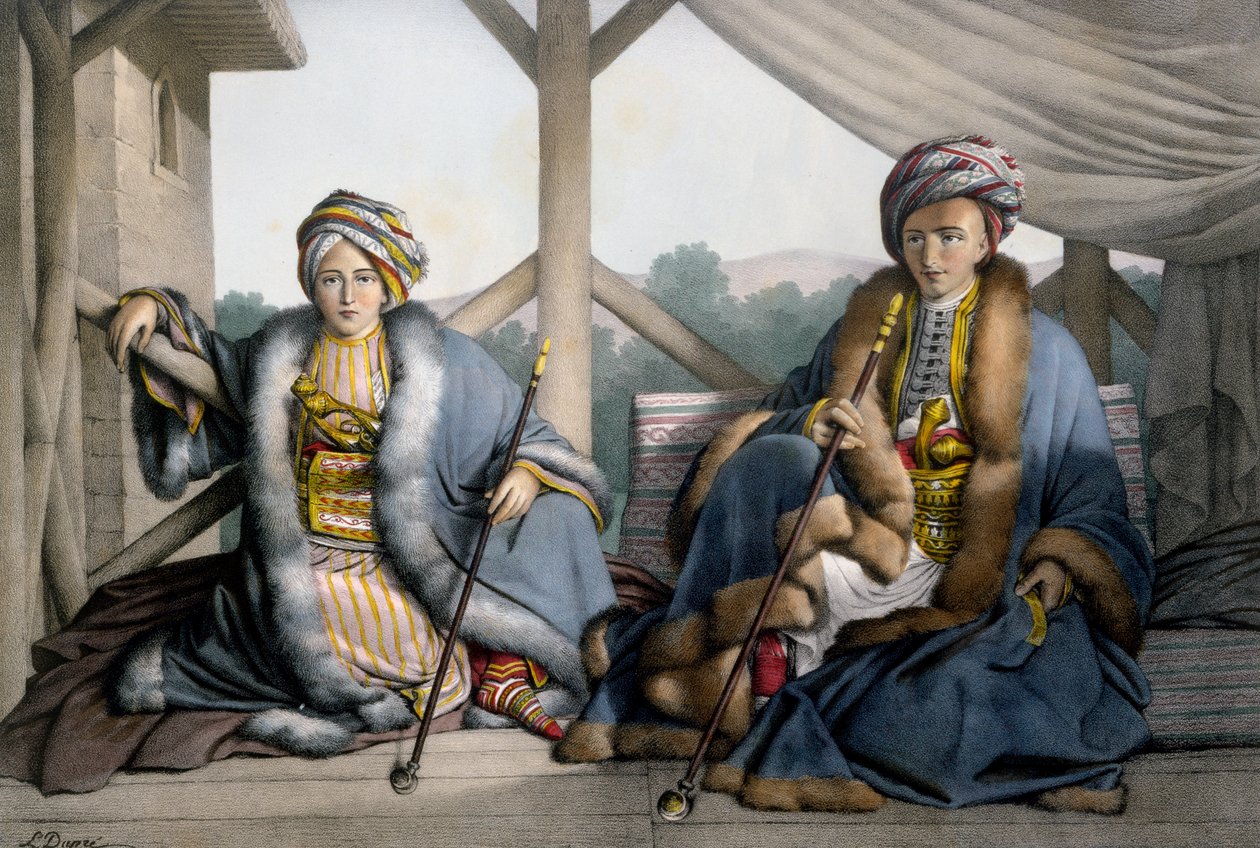 पेसिया और वेहेमेट के बेटे, थिसालिया के बेटे, छोटे बेटे अली सेबेलर, विसिर डी जेनिना - प्लेट IV, को लेमरसीर द्वारा &39;वॉयज ए अथेनेस एट ए कॉन्स्टेंटिनल&39; से उकेरा गया, लिखित और डुप्रे द्वारा चित्रित द्वारा लुई डुप्रे