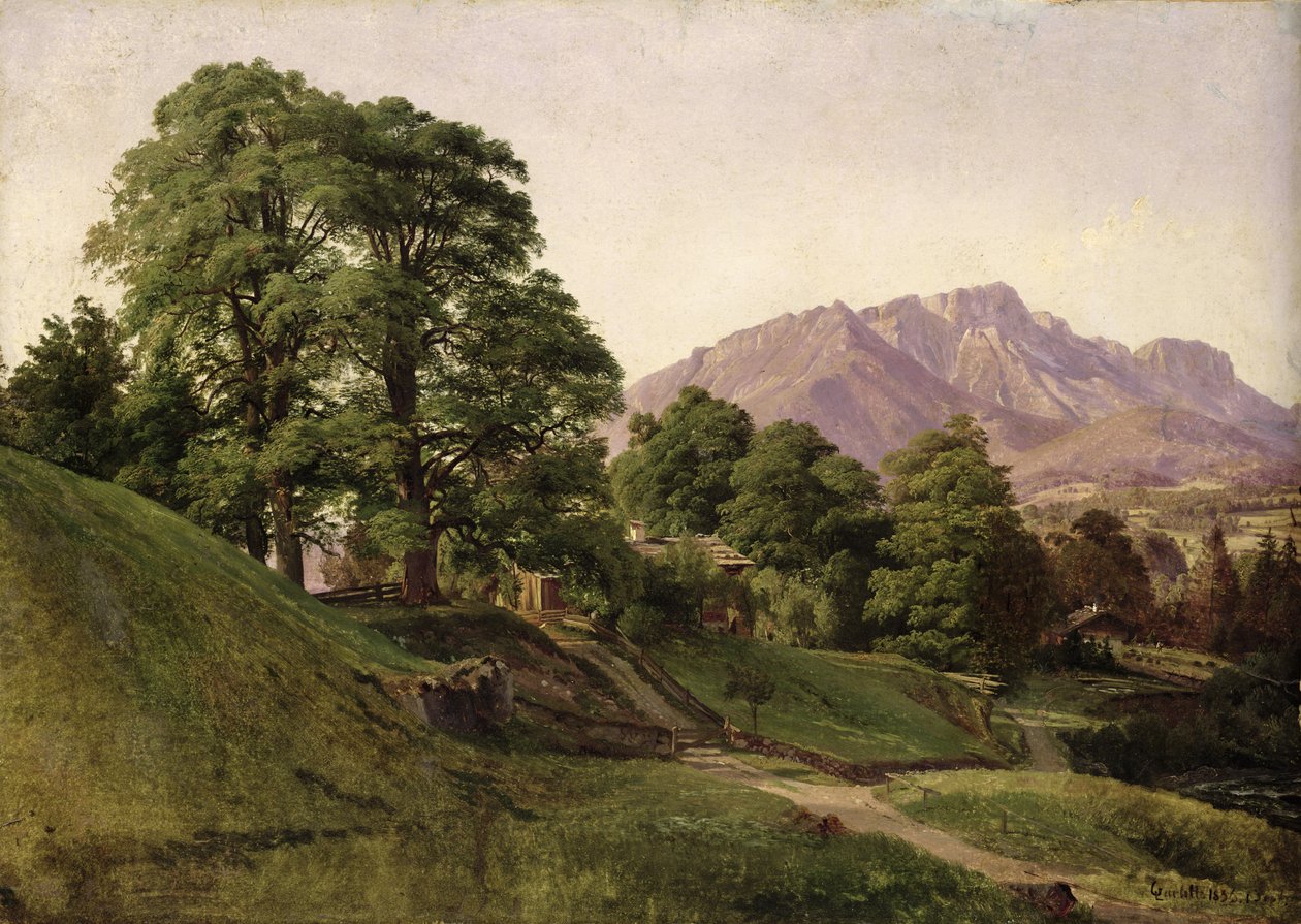 ऊपरी बावरिया में लैंडस्केप, 1836 (कार्ड पर चढ़े कागज पर तेल) द्वारा लुइस गुरलिट