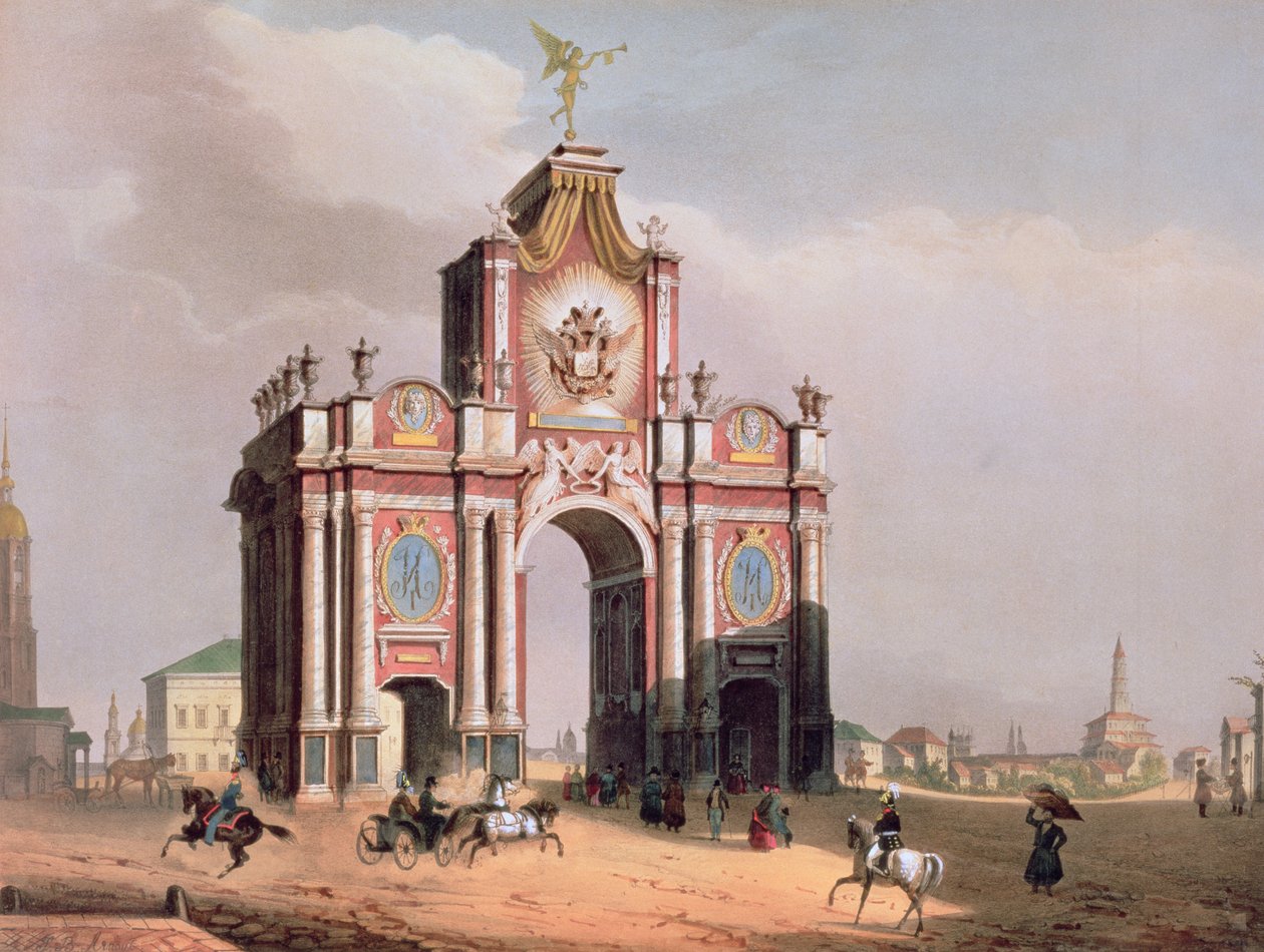 मॉस्को में लाल गेट, 1840 के Lemercier द्वारा मुद्रित, पेरिस द्वारा लुइस जूल्स अर्नौट