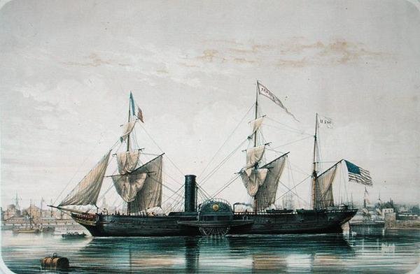 ले हावरे में फ्लोरिडा बेसिन में एसएस फ्रैंकलिन, c.1851 द्वारा लुई ले ब्रेटन