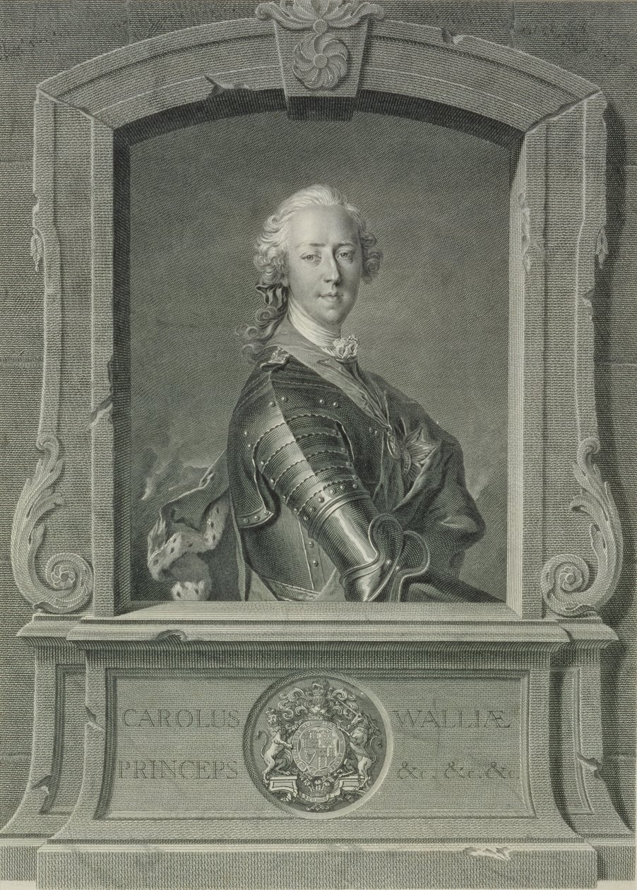 प्रिंस चार्ल्स एडवर्ड स्टुअर्ट (1720-88), जेजी विले द्वारा उत्कीर्ण, 1748 (तांबे की नक्काशी) द्वारा लुइस टोके
