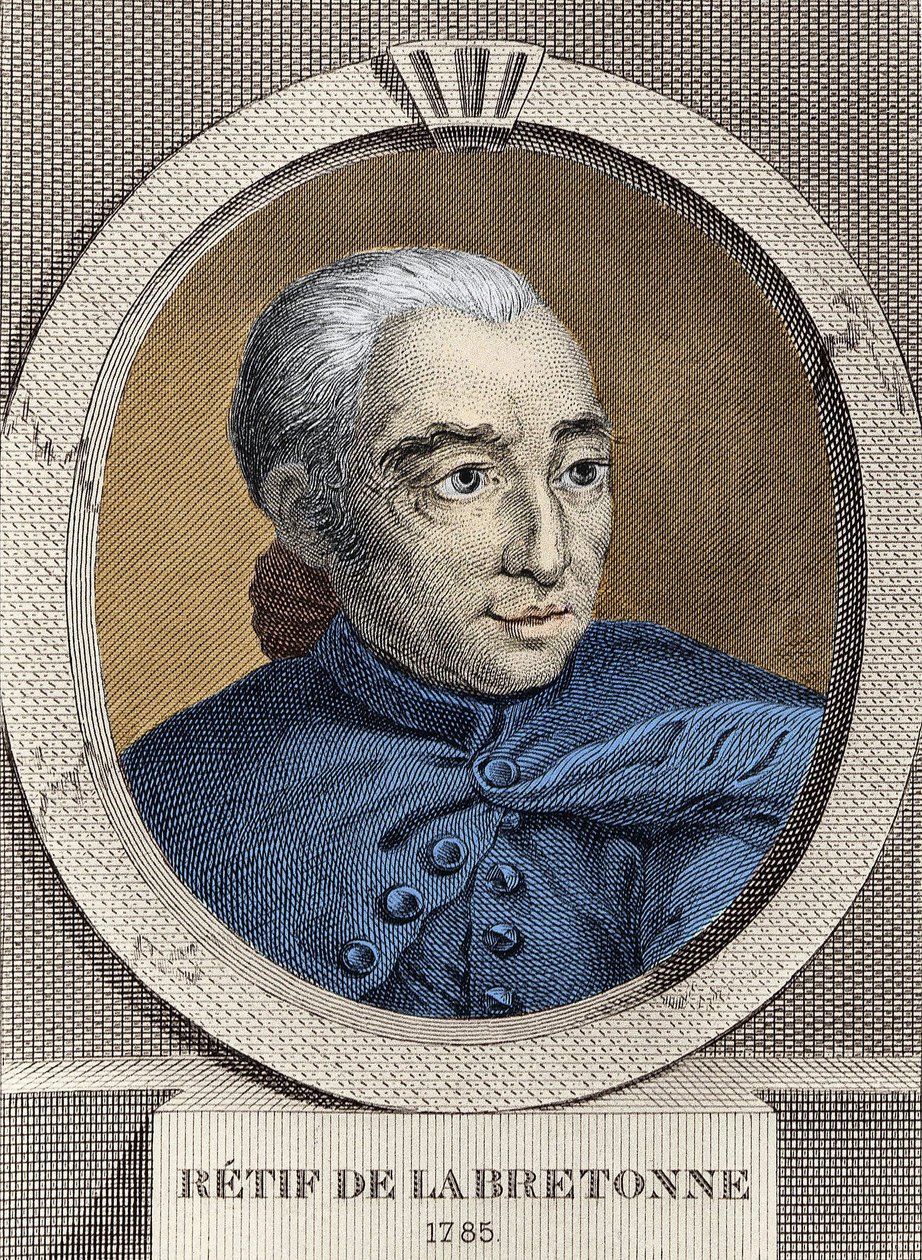 रेस्टिफ़ डी ला ब्रेटन का पोर्ट्रेट (1734-1806) - बिनेट द्वारा, उत्कीर्णन द्वारा लुइस (बाद) बिनेट