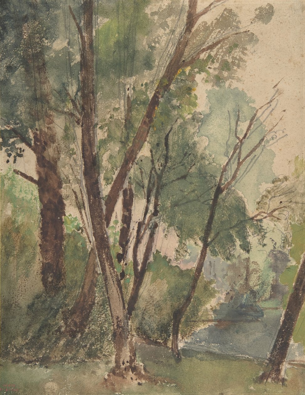 एक तालाब के पास पेड़, 1853-1878। द्वारा लुई एंटोनी लियोन रिसेनर