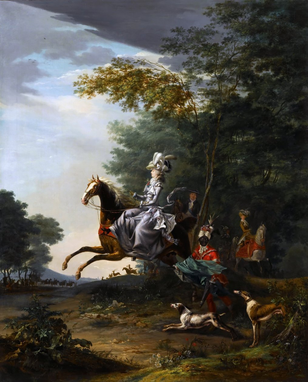 मैरी-एंटोनेट 1755-1793 कुत्तों के साथ शिकार द्वारा लुई अगस्टे ब्रून डे वर्सोइक्स