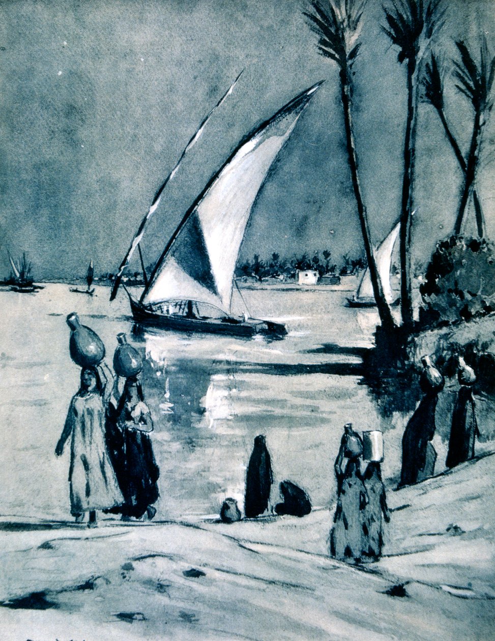 1928 में नील नदी, काहिरा, मिस्र से पानी लाना द्वारा लुई कैबन्स