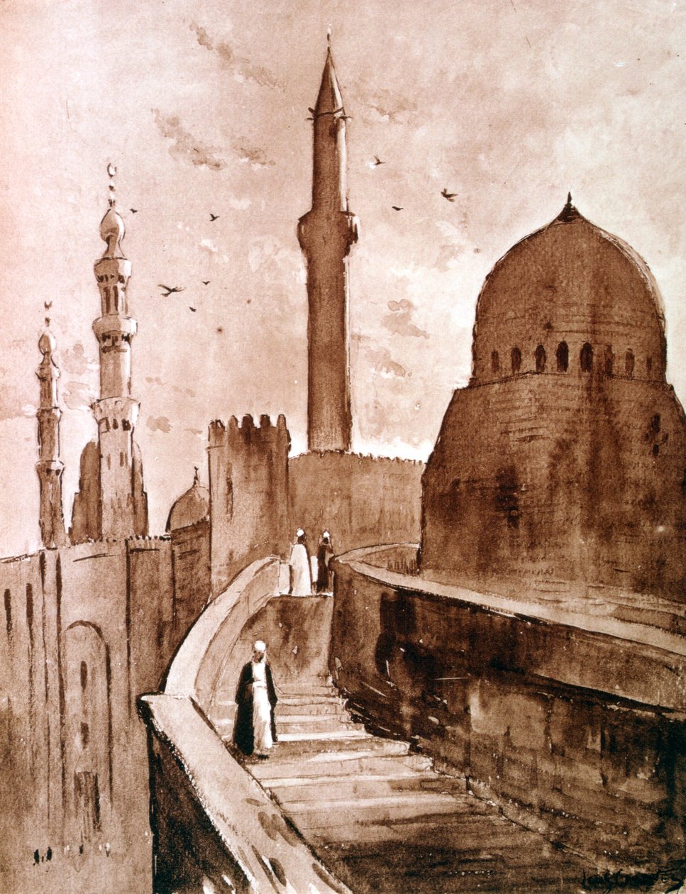 1928 में सूर्योदय, काहिरा, मिस्र में गढ़ द्वारा लुई कैबन्स