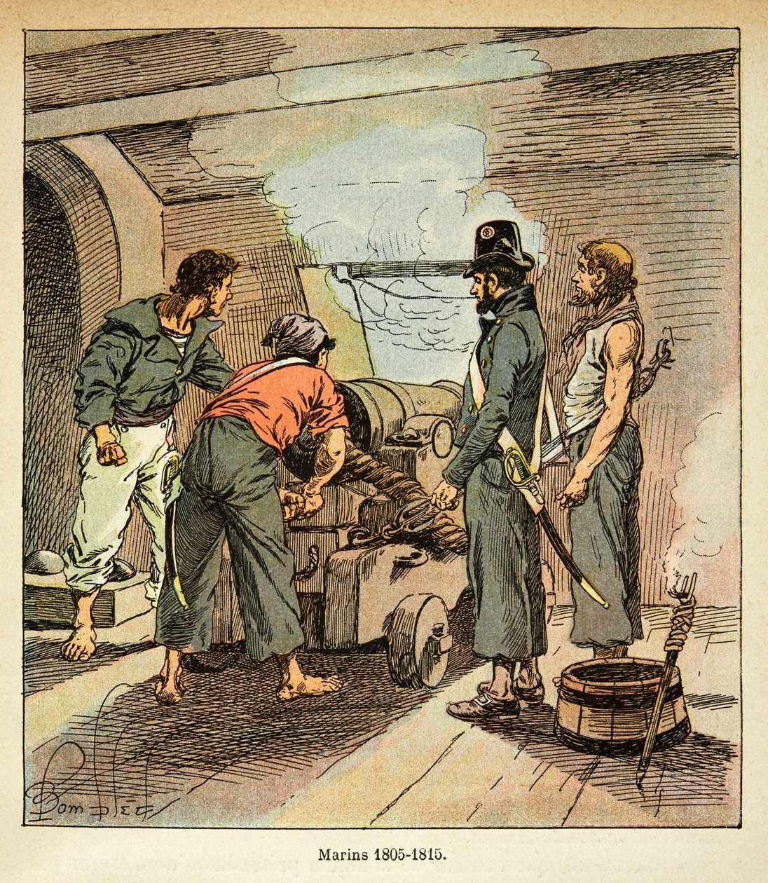 काउंट इमैनुएल डी लास केसेस (1766-1842) द्वारा "द मेमोरियल ऑफ सेंट हेलेन" पुस्तक से बॉम्बल्ड लुइस (1862-1927) द्वारा चित्रण: 1805 और 1815 के बीच फ्रेंच मेरिनर्स, निजी संग्रह द्वारा लुई चार्ल्स ने बमबारी की