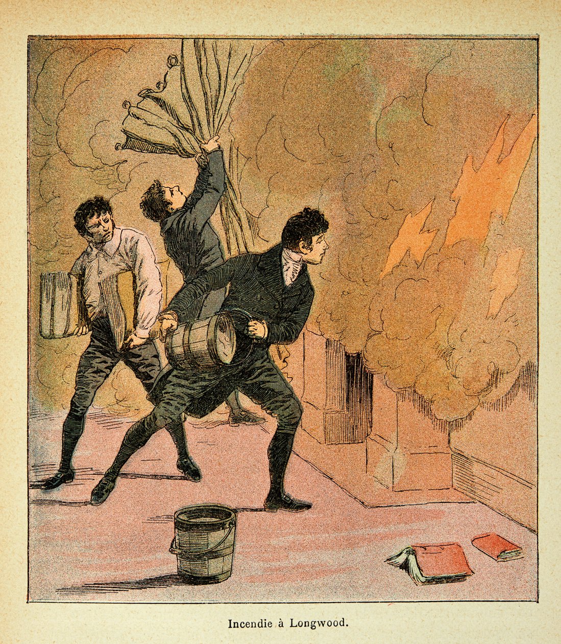 काउंट इमैनुएल डे लास केस (1766-1842) द्वारा "द मेमोरियल से सैंट हेलेन" पुस्तक से बॉम्बल्ड लुइस (1862-1927) का चित्रण: फायर ए लॉन्गवुड, प्राइवेट कलेक्शन द्वारा लुई चार्ल्स ने बमबारी की