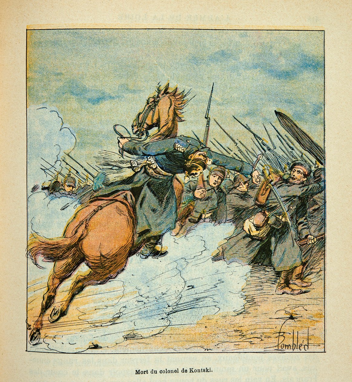 यूजीन सर्जेंट द्वारा L'Armee de la Loire, dit Grenest, लुइस बॉम्बल्ड (1862-1927) (फ्रेंको-जर्मन युद्ध; 1870-1871 का अभियान) द्वारा सचित्र: दिसंबर 1870 में पौपरी की लड़ाई के दौरान, प्रशिया कर्नल कोंट्स्की की मृत्यु, निजि संग्रह द्वारा लुई चार्ल्स ने बमबारी की