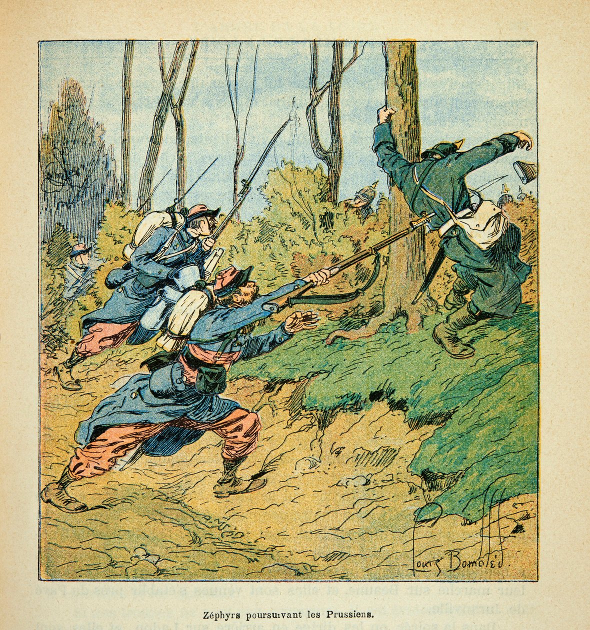 यूजीन सर्जेंट द्वारा L'Armee de la Loire, dit Grenest, लुई बॉम्बल्ड द्वारा सचित्र (1862-1927) (फ्रेंको-जर्मन युद्ध; 1870 -1871 का अभियान): 1870 के युद्ध के दौरान प्रशिया का पीछा करने वाले फ्रांसीसी सैनिक, निजी संग्रह द्वारा लुई चार्ल्स ने बमबारी की