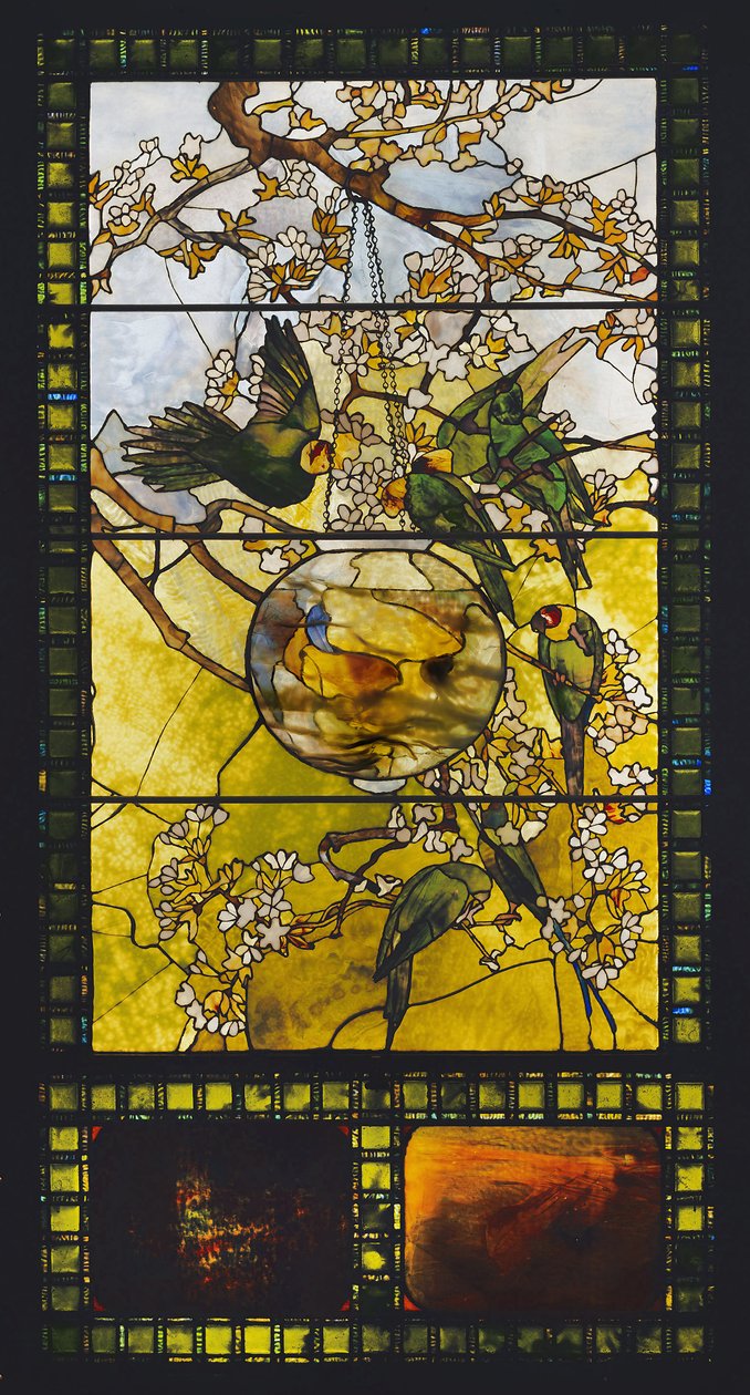 Parakeets और गोल्ड फिश बाउल, c.1893 द्वारा लुई कम्फर्ट टिफ़नी