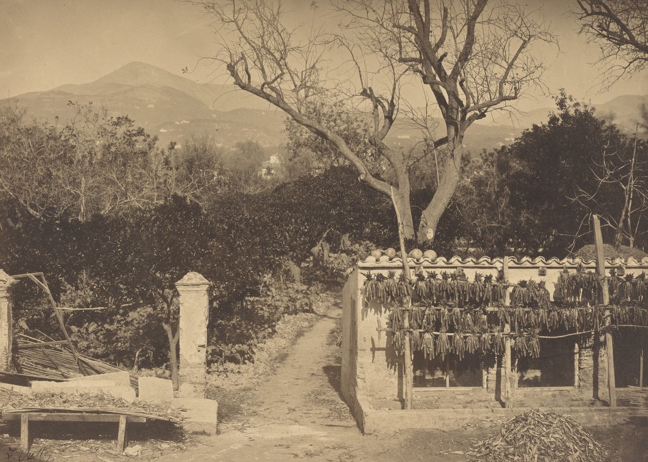 पहाड़ों के साथ कृषि दृश्य, 1850 का दशक। द्वारा लुई क्रेते
