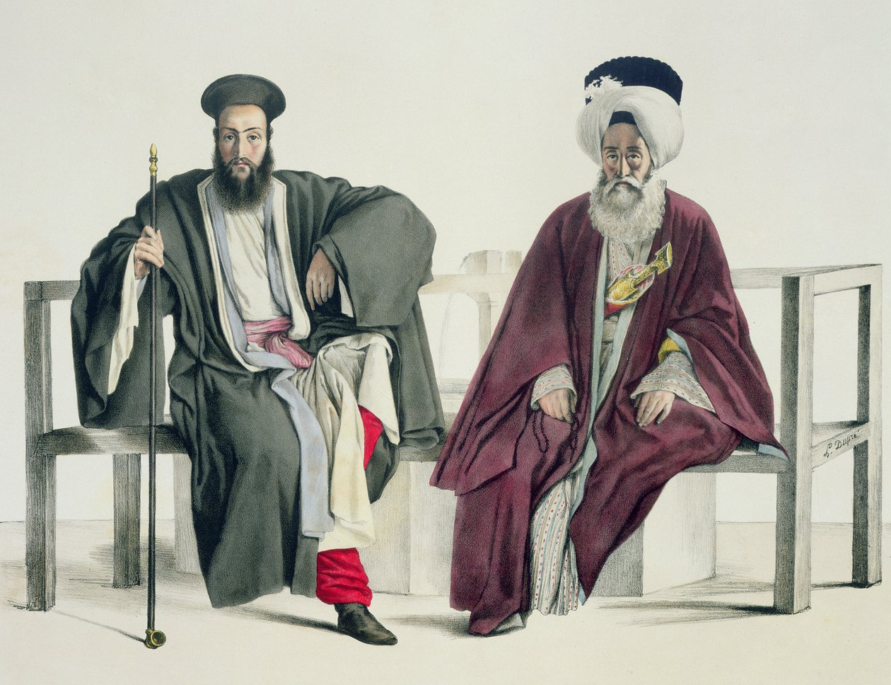 एक ग्रीक पुजारी और एक तुर्क, थिएरी ब्रदर्स द्वारा उत्कीर्ण, 1825 द्वारा लुई डुप्रे