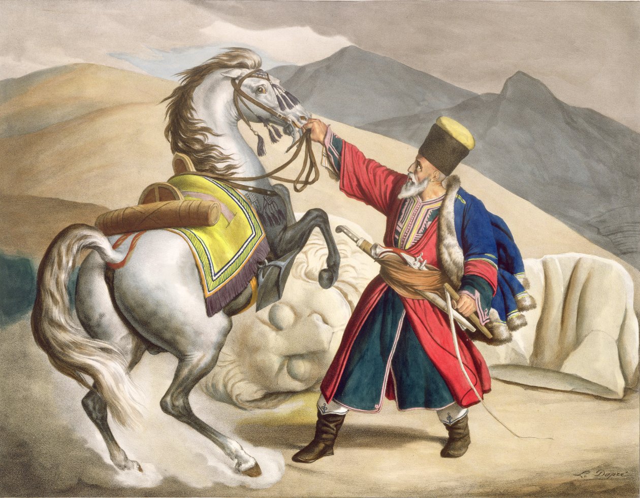 अपने घोड़े के साथ एक टैटार, थियरी ब्रदर्स द्वारा उत्कीर्ण, 1825 द्वारा लुई डुप्रे