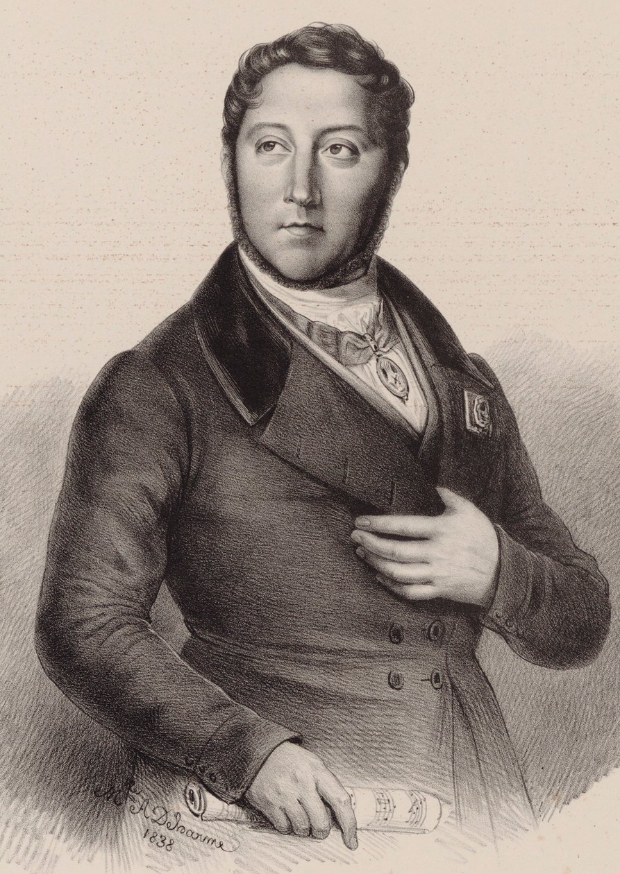 संगीतकार गियोचिनो एंटोनियो रॉसिनी का पोर्ट्रेट 1792-1868, 1838। द्वारा लुई डुप्रे