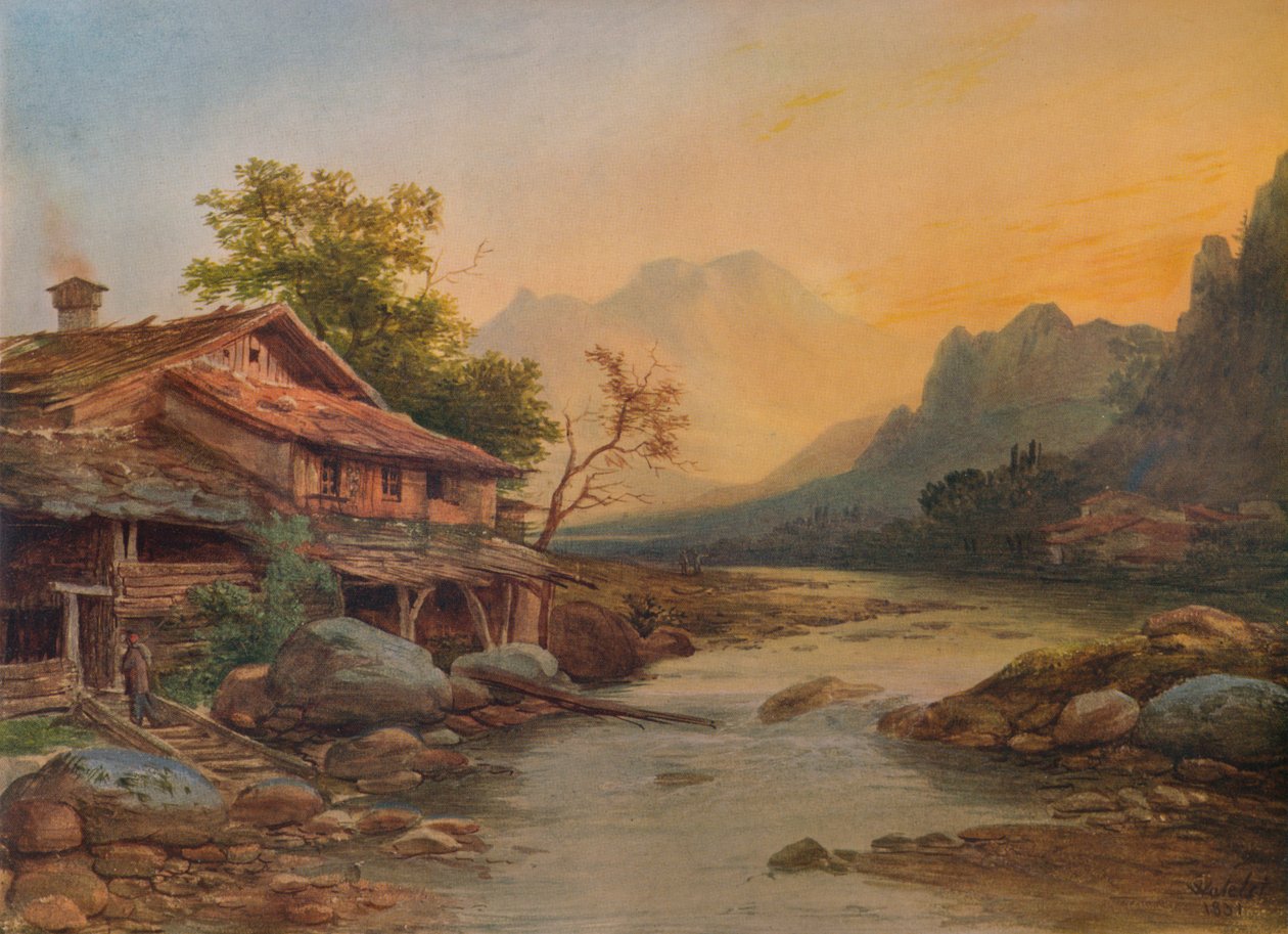 स्विस माउंटेन विलेज, 1831, 1938 द्वारा लुई एटियेन वाटलेट