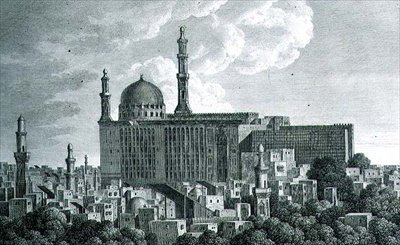 काहिरा में हसन का जामी या मस्जिद कैथेड्रल, पियरे निकोलस रैनसोनेट (1745-1810) प्लेट 65 द्वारा 'वॉयेज पिटोरेस्क' के खंड III से उकेरा गया है। द्वारा लुई फ्रेंकोइस (बाद में) कसासो